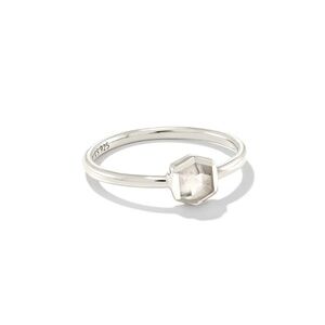 Kendra Scott Size 6 Davie Sterling Silver Ring in Clear Rock Crystal